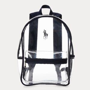 Polo Ralph Lauren Big Pony Clear & Navy Blue Back Pack / Book Bag Waterproof NWT